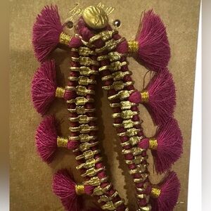 Shiraleah Chicago Gold Burgundy Tassel Bracelet NWT